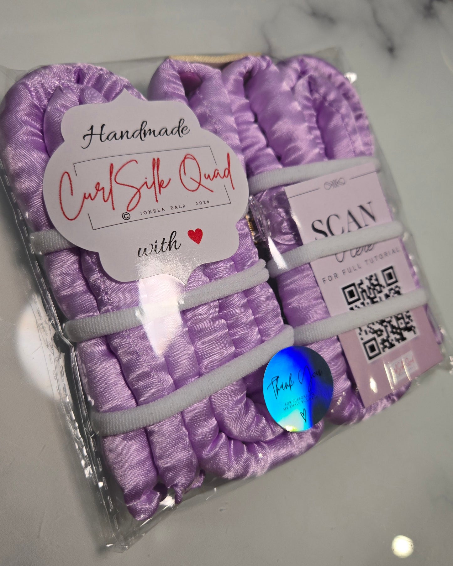Purple CurlSilk Quad (no scrunchie ) - Heatless Curlers for medium/long hair