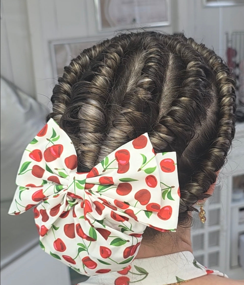 Cherry Print Bow hair clip