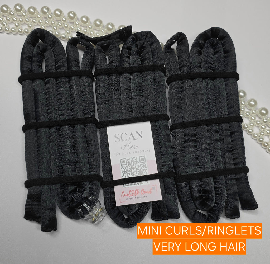 Black CurlSilk Quad MINI CURLS / RINGLETS - 6 sections - VERY LONG HAIR