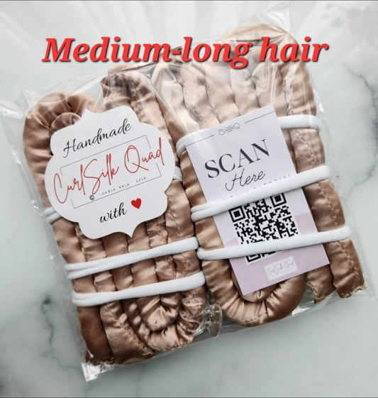 Beige CurlSilk Quad (no scrunchie ) - Heatless Curlers for medium/long hair