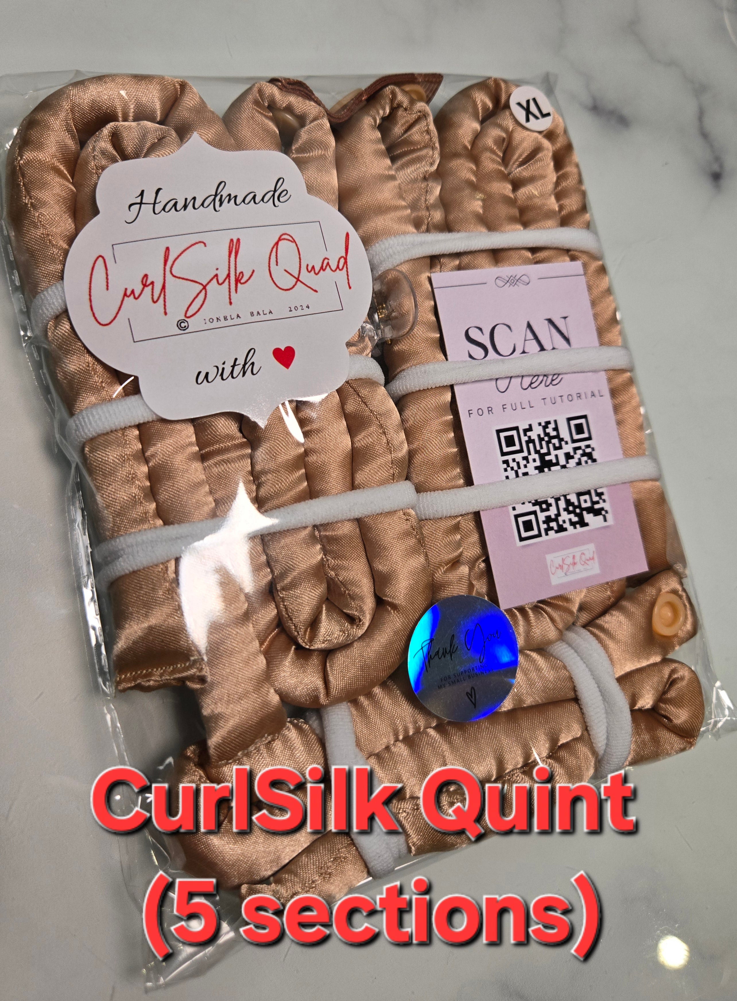 Beige CurlSilk Quint (No Scrunchie) - For medium/long THICK Hair (5 Sections)