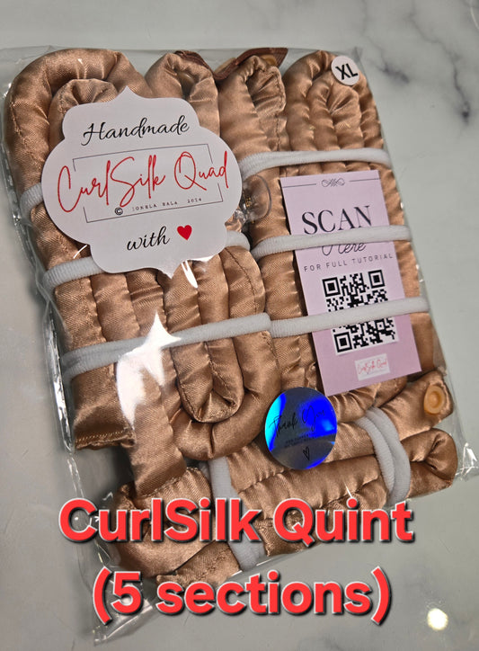 Beige CurlSilk Quint (No Scrunchie) - For medium/long THICK Hair (5 Sections)