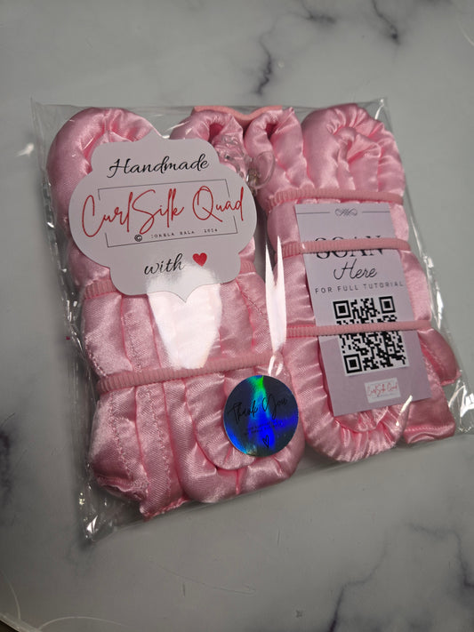 Pink CurlSilk Quad (no scrunchie ) - Heatless Curlers for medium/long hair