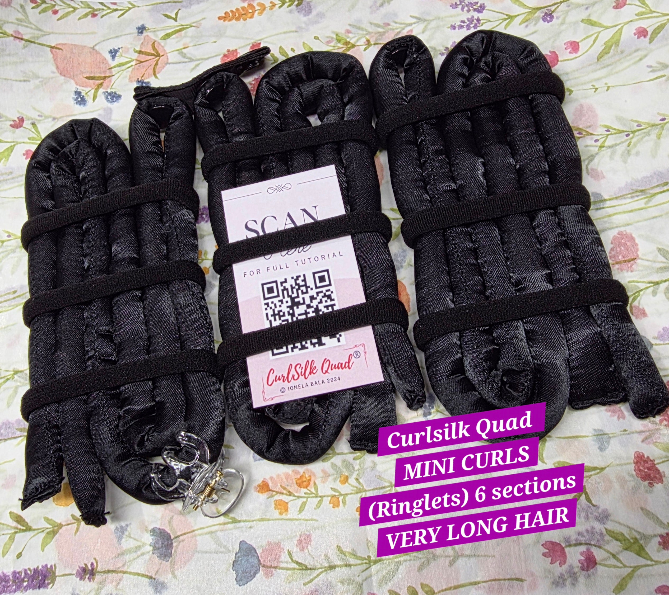 (US) Black CurlSilk Quad MINI CURLS / RINGLETS - 6 sections - VERY LONG HAIR (Copy)