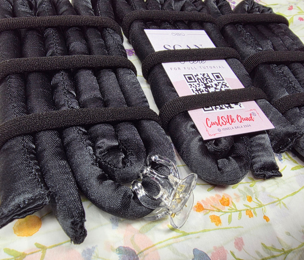 (US) Black CurlSilk Quad MINI CURLS / RINGLETS - 6 sections - VERY LONG HAIR (Copy)