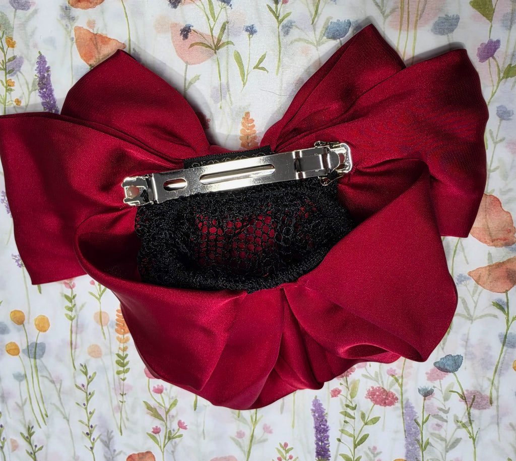 Red/Burgundy Bow hair clip