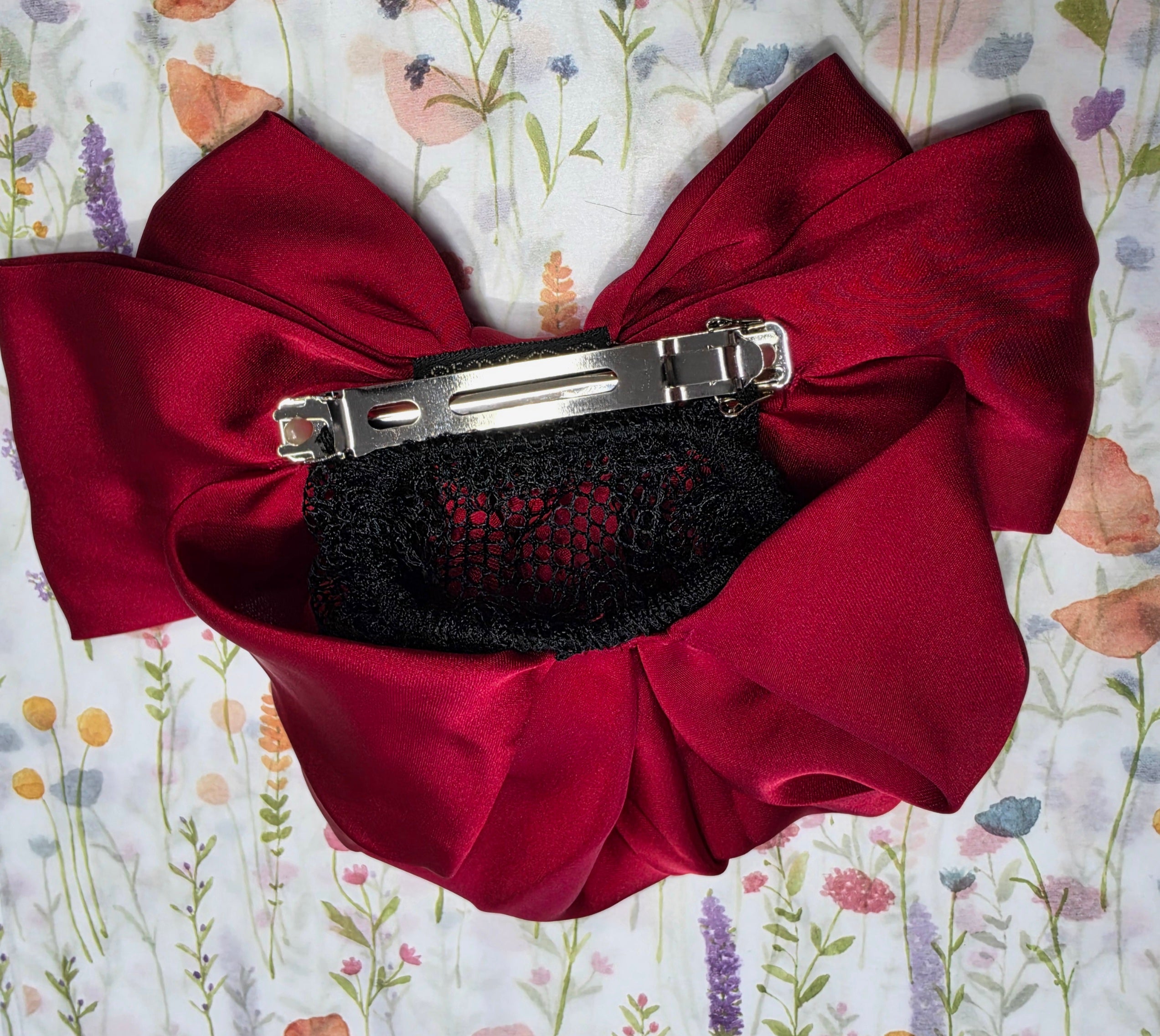 Red/Burgundy Bow hair clip