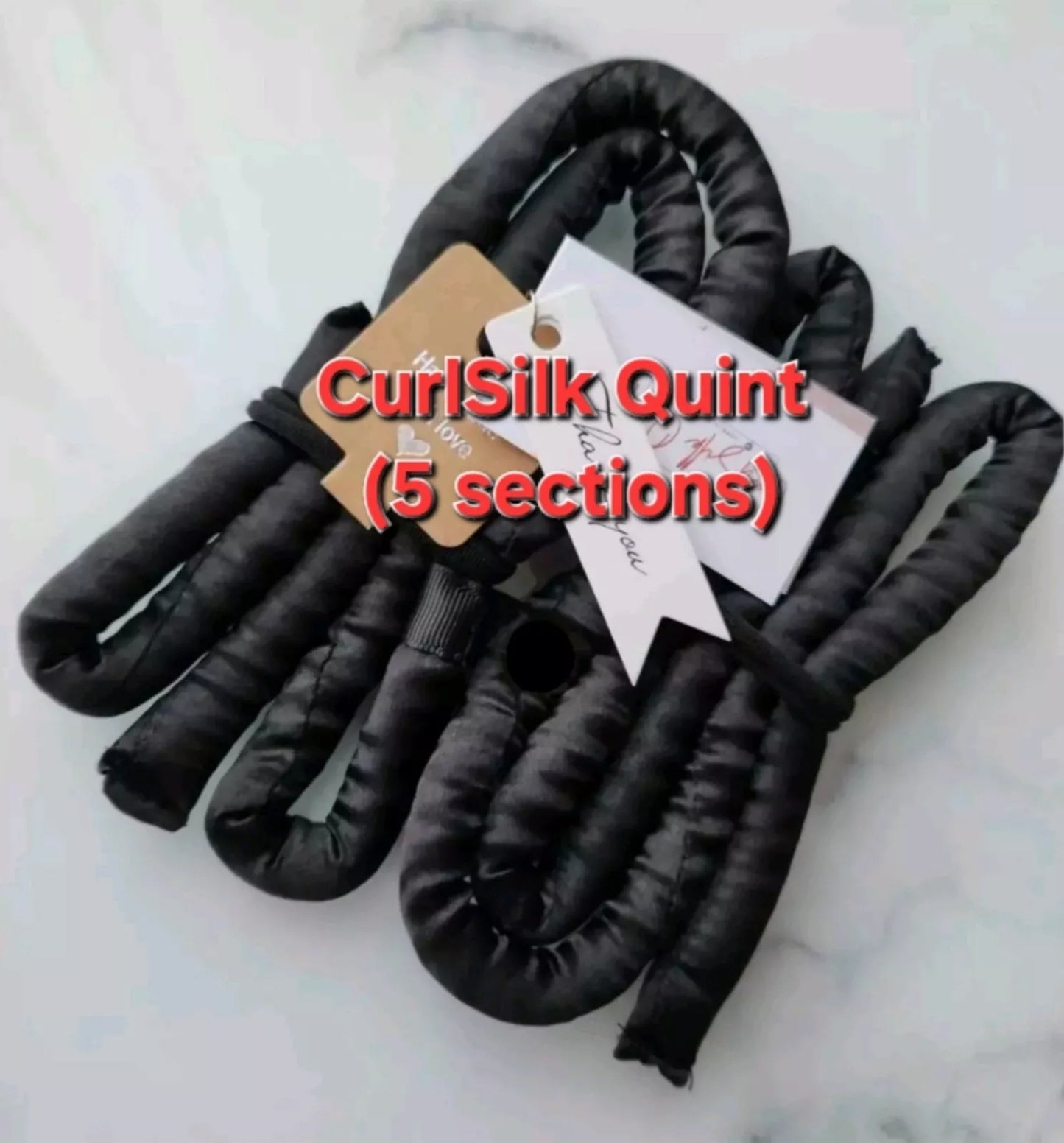 Black CurlSilk Quint (No Scrunchie) - For medium/long THICK Hair (5 Sections)