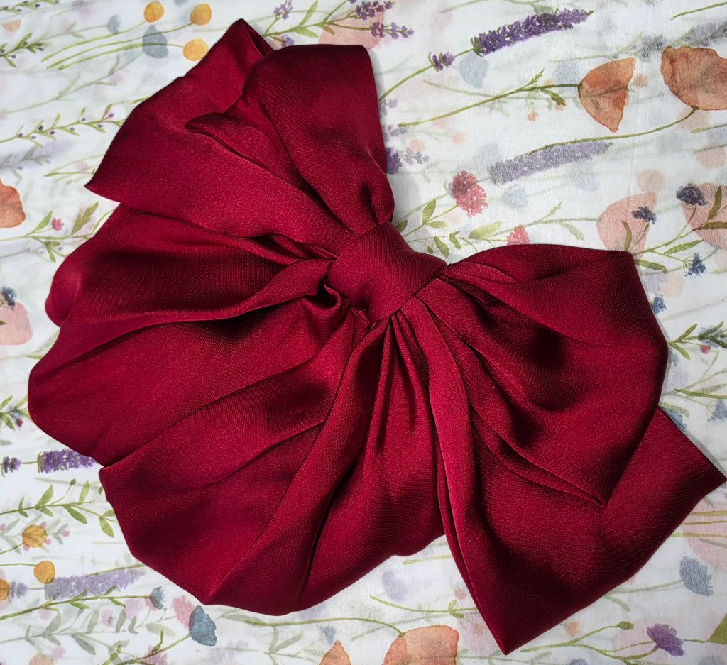 Red/Burgundy Bow hair clip