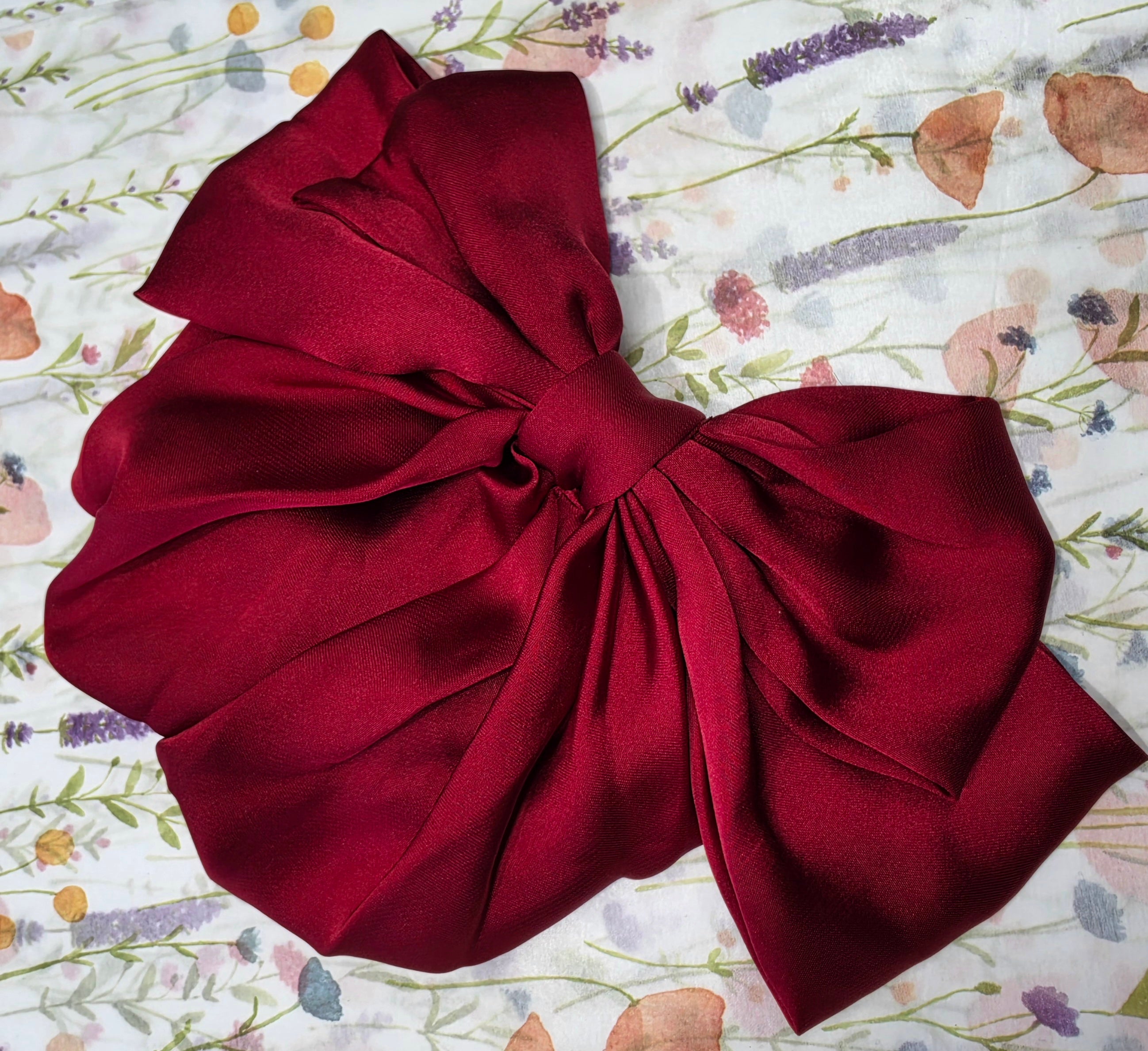 Red/Burgundy Bow hair clip