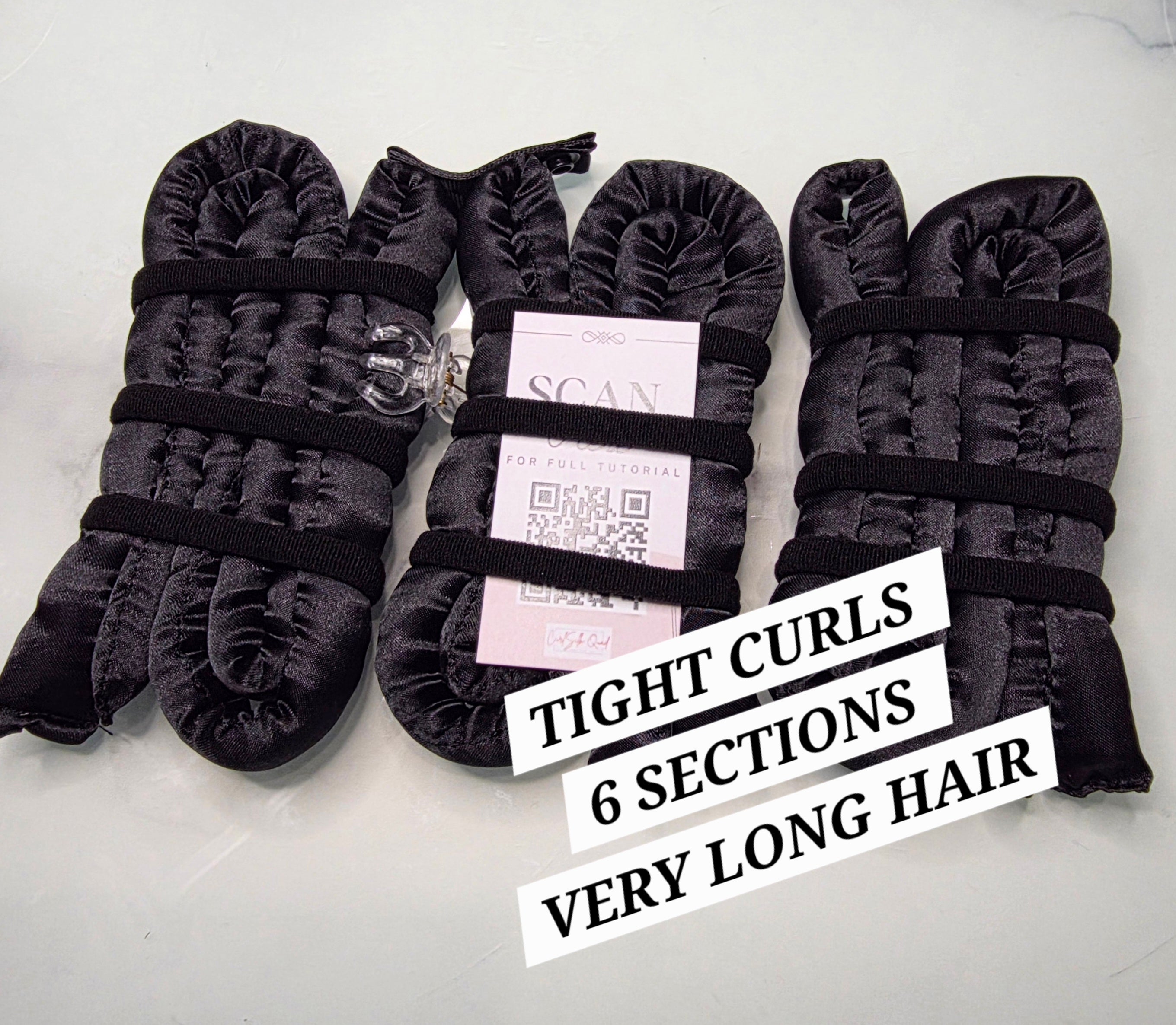 Black CurlSilk Quad TIGHT curls - 6 SECTIONS VERY LONG hair (for thick, voluminios hair)