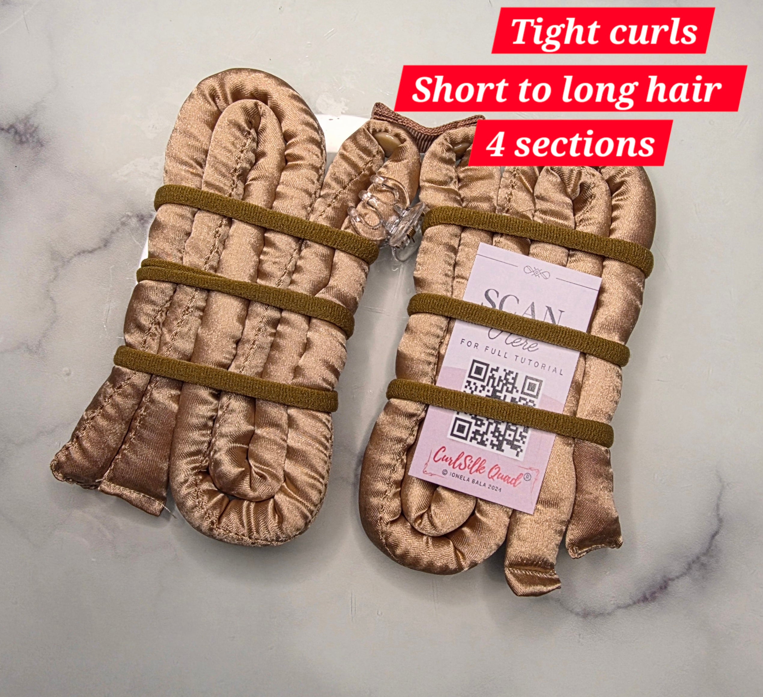 Beige CurlSilk Quad TIGHT CURLS - 4 sections - Short to Long hair
