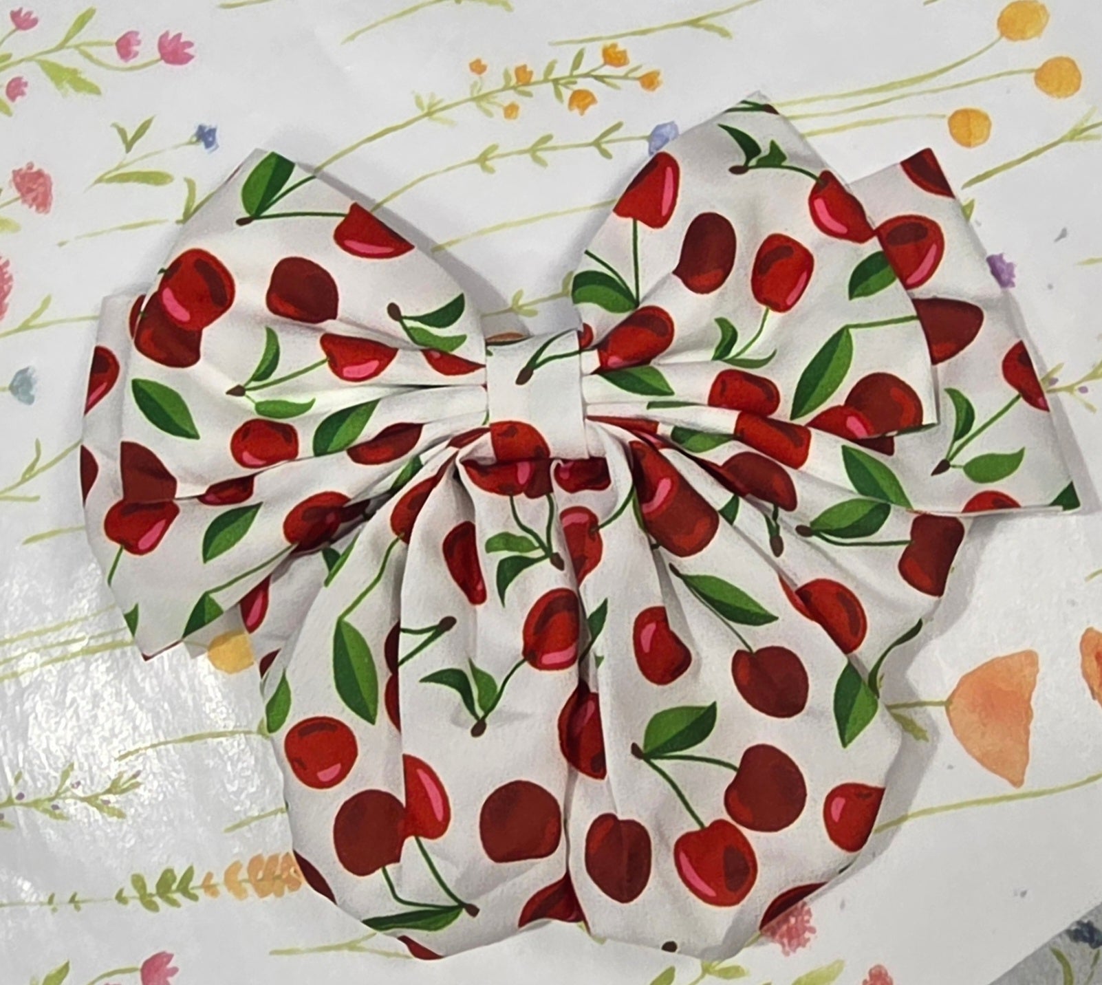 Cherry Print Bow hair clip
