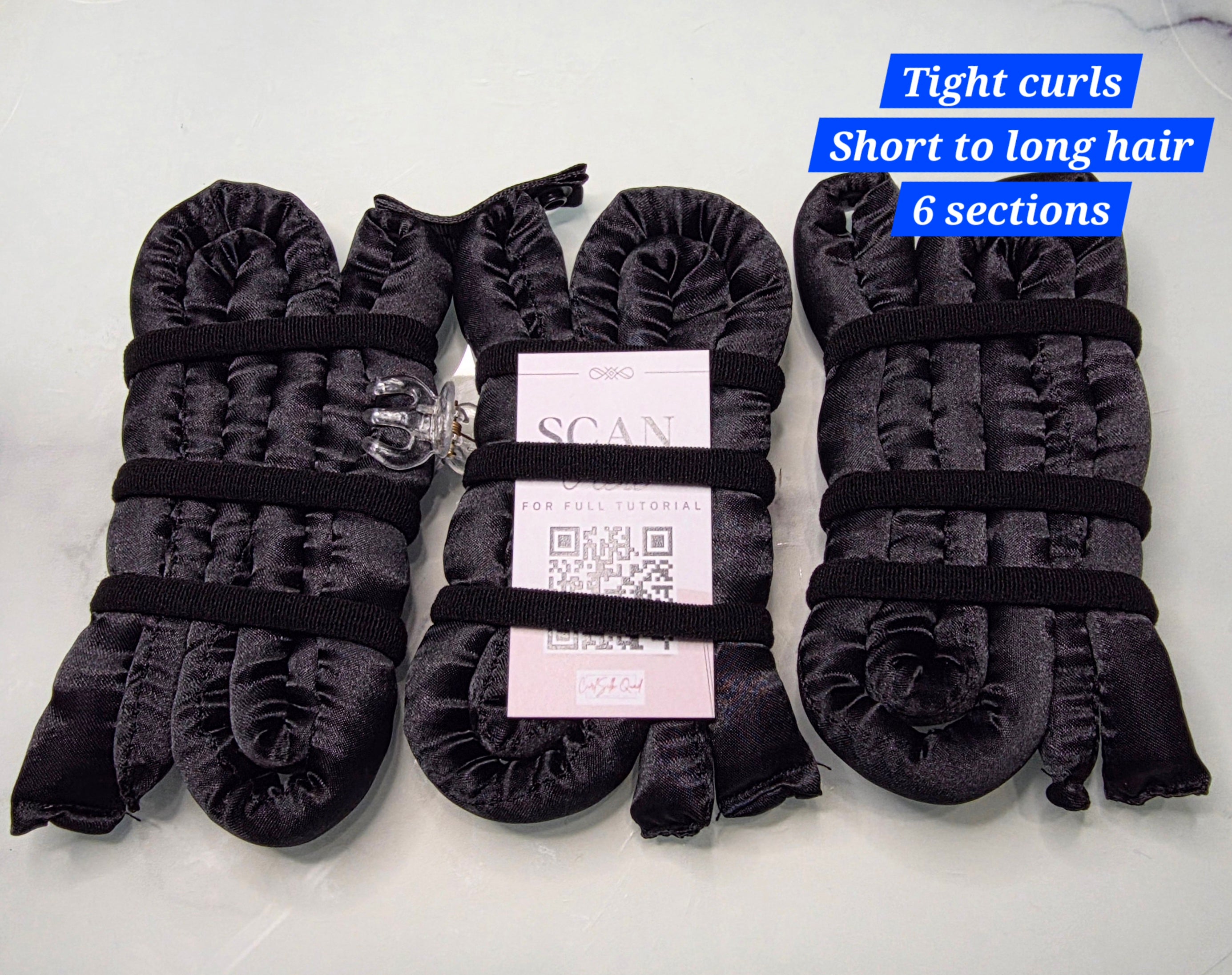 Black CurlSilk Quad TIGHT CURLS - 6 sections -  recommended for THICK, voluminous Hair