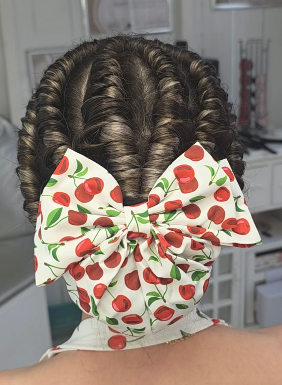 Cherry Print Bow hair clip